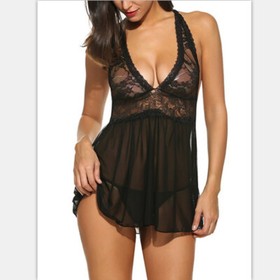 Women's Sexy-Lingerie Babydoll G-string Sleepwear Underwear Lace Dress Nightwear