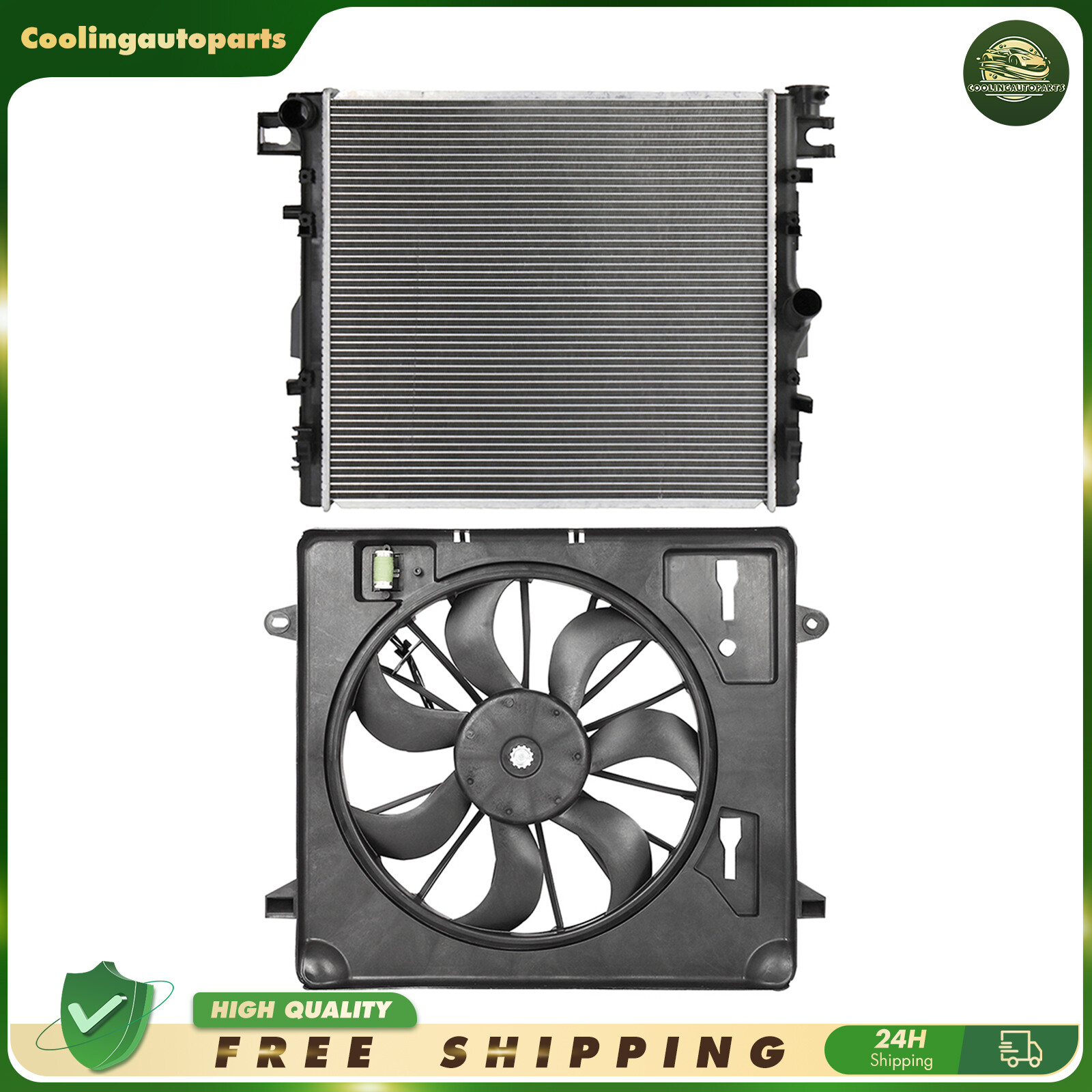 Radiator Aluminum & Cooling Fan Assembly For 2007-2011 Jeep Wrangler V6 3.8L