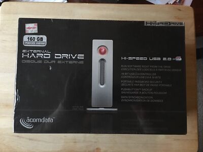 External Hard Drive 160 GB 720RPM USB 2.0 ACOMDATA HybridDrive *NOS 2006