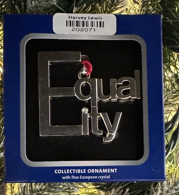 2025 Harvey Lewis Silver EQUALITY Christmas Tree Ornament, New w Box