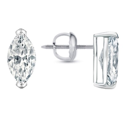IGI F/VS 4 Kt Marquise Lab Created Grown Diamond Ohrringe Ohrstecker 18K Weißgold