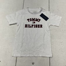 Tommy Hilfiger White Logo Print Short Sleeve T-Shirt Boys Size 6 NEW