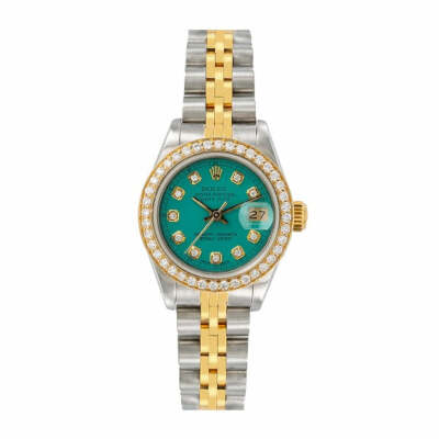 Rolex Datejust 26mm Turquoise Diamond Dial & Bezel Two-Tone Jubilee - 69173