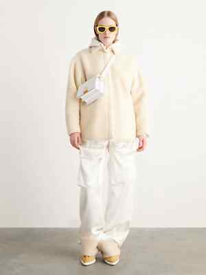 White Teddy Narrow puffy overshirt Size L