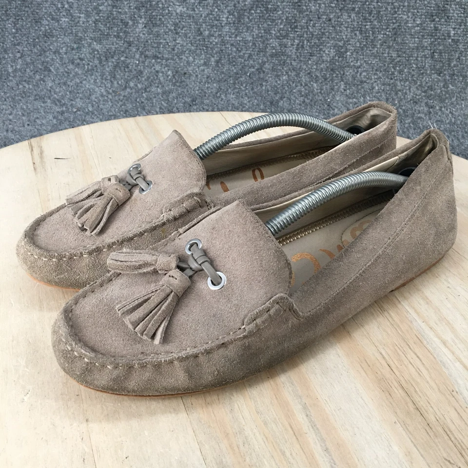 Sam Edelman Shoes Womens 8.5 Casual Slip On Moccasins Tassels Flats Gray Suede - Image 2 of 4