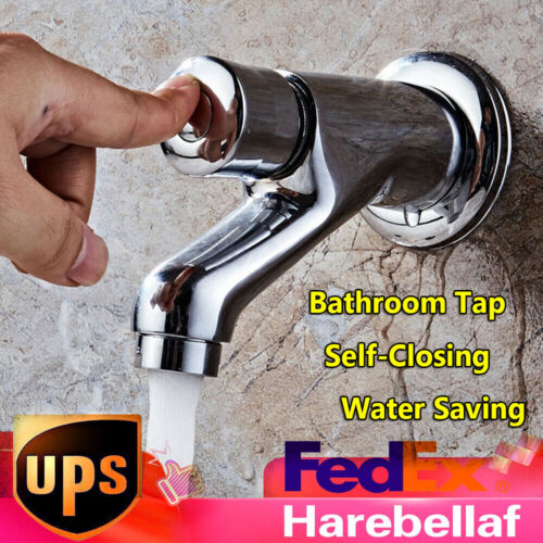 Bathroom Tap Automatic Self Closing Water Saving Delay Basin Faucet Wall-Mounted - Afbeelding 1 van 12