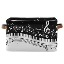 Black White Music Rectangular Storage Basket Organizer Bin Shelf Baskets For Clo