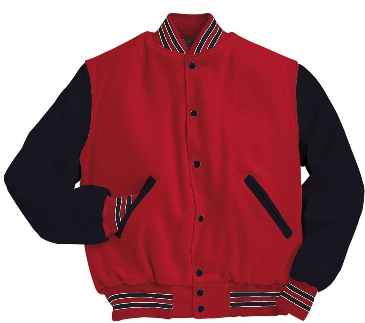 OMNI SPORTS Men's WOOL / LEATHER SLEEVE Black/Red VARSITY