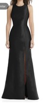 ALFRED SUNG Jewel Neck Bowed Open-Back Trumpet Dress with Front Slit 2