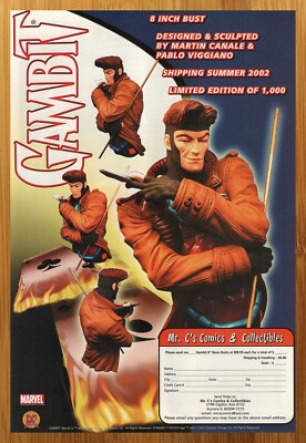 2002 Dynamic Forces Gambit Bust/Statue Print Ad/Poster Marvel X-Men Promo Art