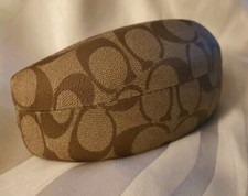 Coach Signature Monogram Sunglass Eye Glass Case Tan Brown Hard Clamshell