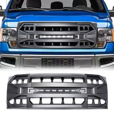 Front Armor Grille Grill Wled Off-roads Light For 2009-14 Ford F150 Matte Black Front Armor Grille Grill Wled Off-roads Light For 2009-14 Ford F150 Matte Black