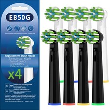 Replacement Toothbrush Heads Compatible 1 Count Pack of 8 , 8 Black White