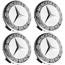 Set Of 4 75mm Wheel Center Rim Caps Hubcaps For Mercedes Benz Amg Black Wreath..