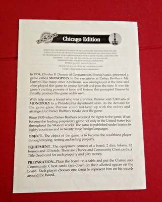 Chicago Edition Monopoly Anleitung Regelheft