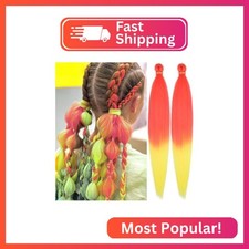 Ombre HotPink-Yellow Braiding Hair Pre Stretched 30 Inch 2 Packs Synthetic Fiber