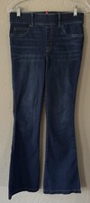 Spanx Women's Flare Leg Jeans Pull-On Boot Cut Small Dark Wash High Rise EUC