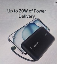 Image of Power Bank Belkin Boost Charge With Integrated Cable 10K 20W 2ports USB-C. New