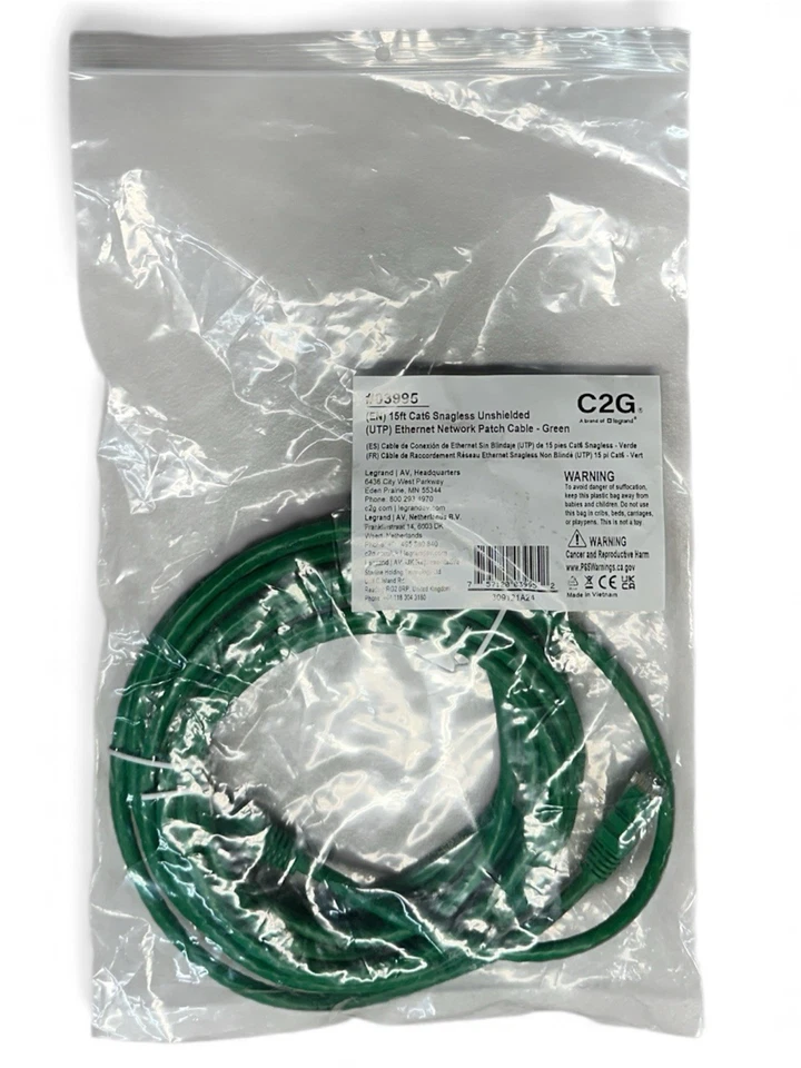 C2G 15ft Cat6 Ethernet Cable - Snagless Unshielded (UTP) - Green - Image 3 of 4