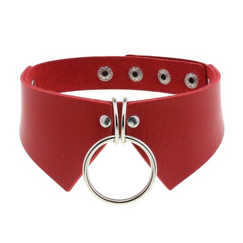 Stylish Boho O-Ring Shirt Collar Choker Adjustable PU Leather Necklace Partywear - Picture 7 of 22