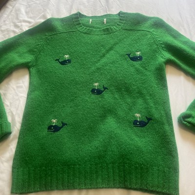 Vintage WOODSTOCK Bernard Whale Sweater Kelly Green Wool Nautical Preppy 80 s M