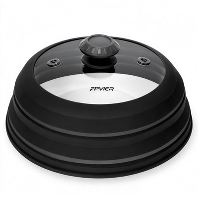 Microwave Splatter Cover - 10.8'' Glass Lid with Collapsible Silicone Rim, Uni...