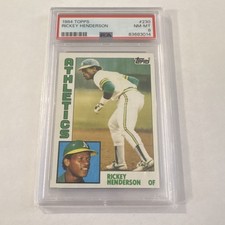 Topps 1984 Rickey Henderson #230 Oakland Athletics PSA 8 Graded Baseball Card