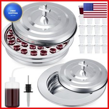 Zhehao Communion Tray Set for Churches, 1 Trays with Lids & Bread Plate
