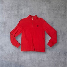 Vintage 2000s y2k Chaps Red Knit 100% Cotton Sz S Quarter Zip Sweater