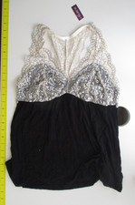 Adore Me Women's Babydoll Camisole Black with top Beige Lace/Spandex Large NWT