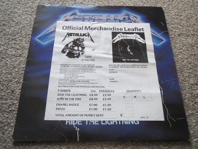 METALLICA ~RIDE THE LIGHTNING~ HARD TO FIND FIRST PRESS LP VINYL MERCH MEGADETH