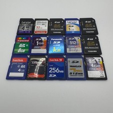 Lot of 15 Miscellaneous SD Cards Brands Include Sandisk Lexar - Untested - GC344