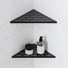 Corner Shower Shelf, 10 Inch Black 304 Stainless Steel Recessed Installation wit