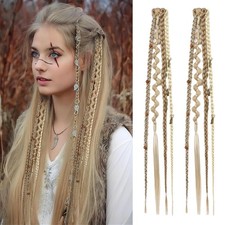 Clip in Braid Hair Extensions for Women 1 Pair Boho Dreadlock Clip in Braids