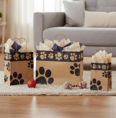 PAW PRINT KRAFT Design Gift Paper Bag Choose Size & Package Amount