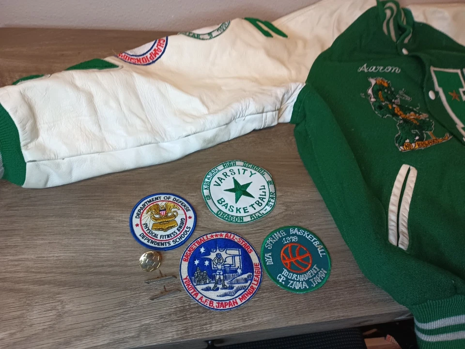 Chaqueta De Colección 85 Holloway KU Basaki Okinawa Varsity Lettermans Lana Cuero Para Hombres M Foto 4 de 4