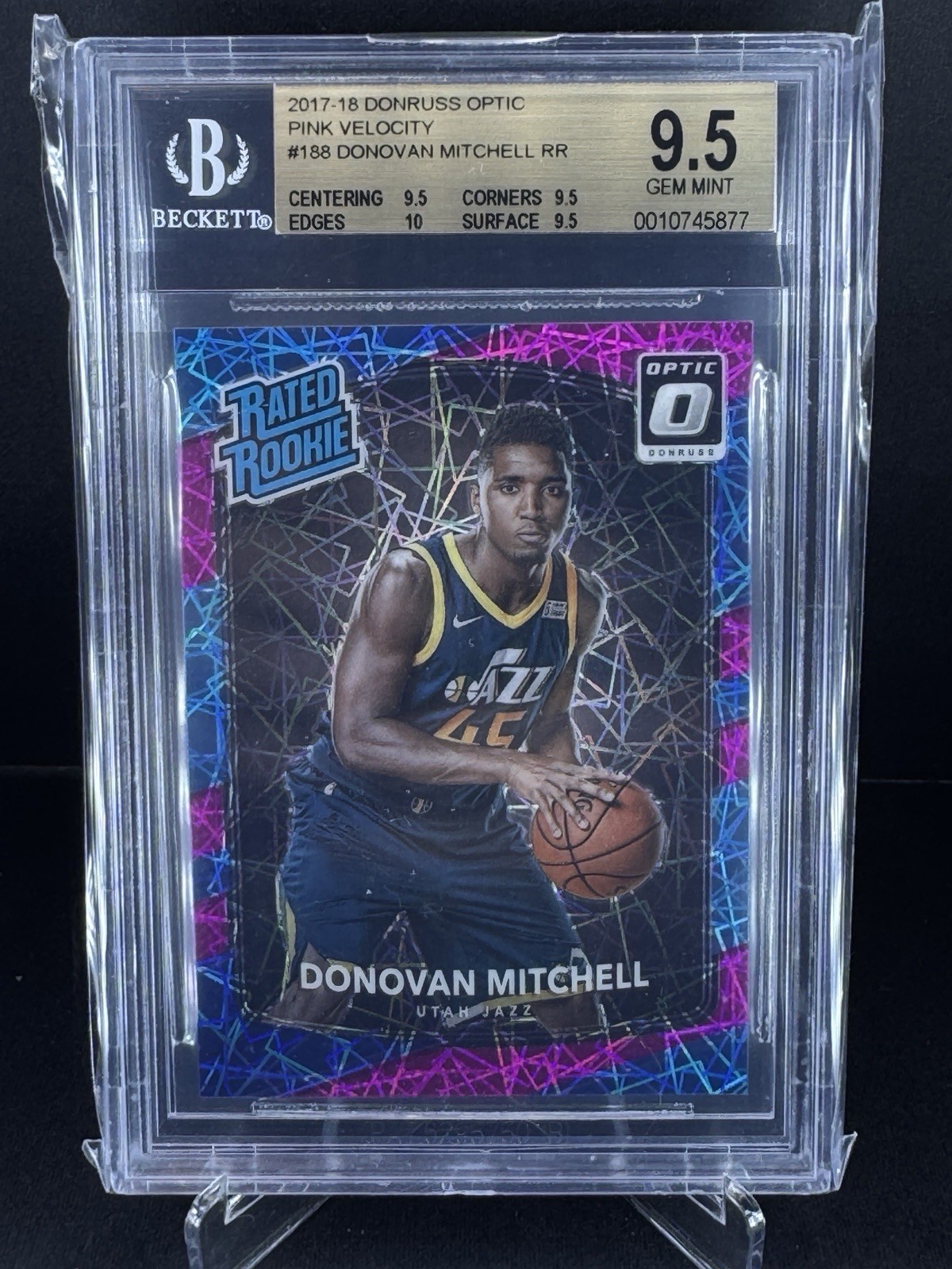 2017-18 Donruss Optic Pink Velocity /79 Donovan Mitchell #188 BGS9.5