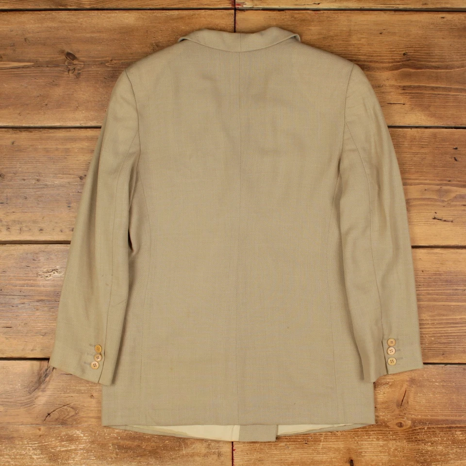 Vintage Giorgio Armani Blazer Jacket L Herringbone Beige Womens - Изображение 2 из 4