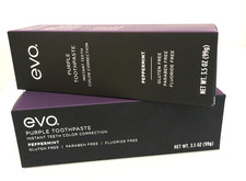 EVO Purple Toothpaste Instant Teeth Color Correction/3.5oz/ Peppermint Exp 3/27
