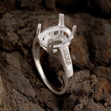 925 Sterling Silver Semi-Mount Ring Setting for 11x9mm Oval Stone Jewelry Making