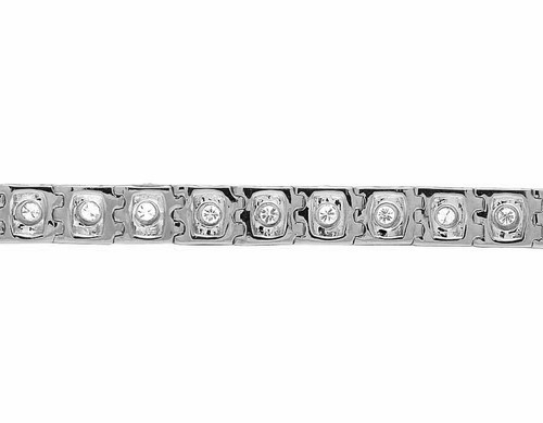 Men's 10k Solid White Gold Prong 3D Solid Tennis Diamond Bracelet 2 1/2ct 8.2... - Picture 2 of 6