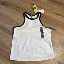 All In Motion High-Neck Moisture Wicking Tank Top White Black M Racerback