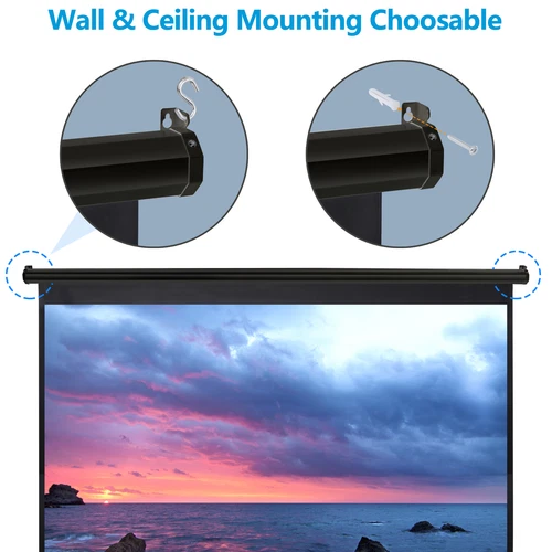 72''/80''/100''/119'' Projector Screen Pull Down Projection Screen Home Theater - Picture 38 of 89