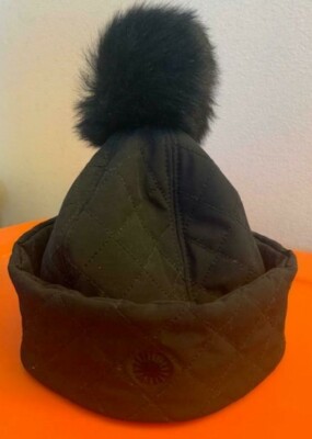 NWOT UGG Water Resistant Quited Shearling PomPom Hat | eBay display picture 1
