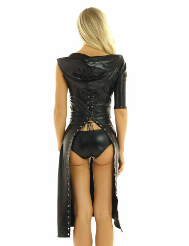 Frauen Kunstleder Wetlook Overalls Catsuit Trikot Clubwear Overall Sexy Kostüme - Bild 64 von 79