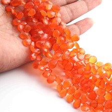 1 Strand Carnelian Faceted Briolettes -Pear Shape Briolettes - 7mmx6mm-10mmx7mm