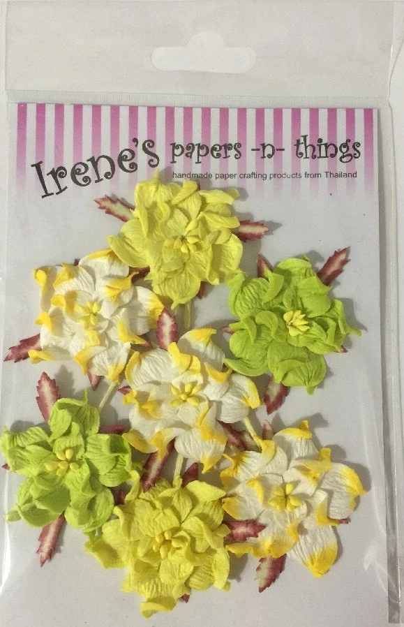 FLORES DE GARDENIA PREMIUM VERDE/AMARILLO (7 piezas) Raspador de estampado •Hecho a mano•Jardín•• Foto 2 de 4