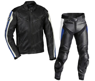 BMW Courses Combinaison de Moto en Cuir Hommes BMW Moto en Cuir Veste Pantalon - Photo 1/2