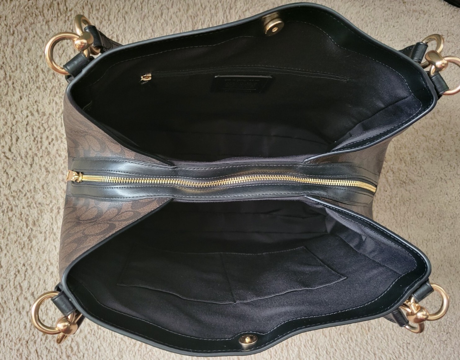 Coach Hallie Shoulder Bag In Signature Canvas Brown /… Gem