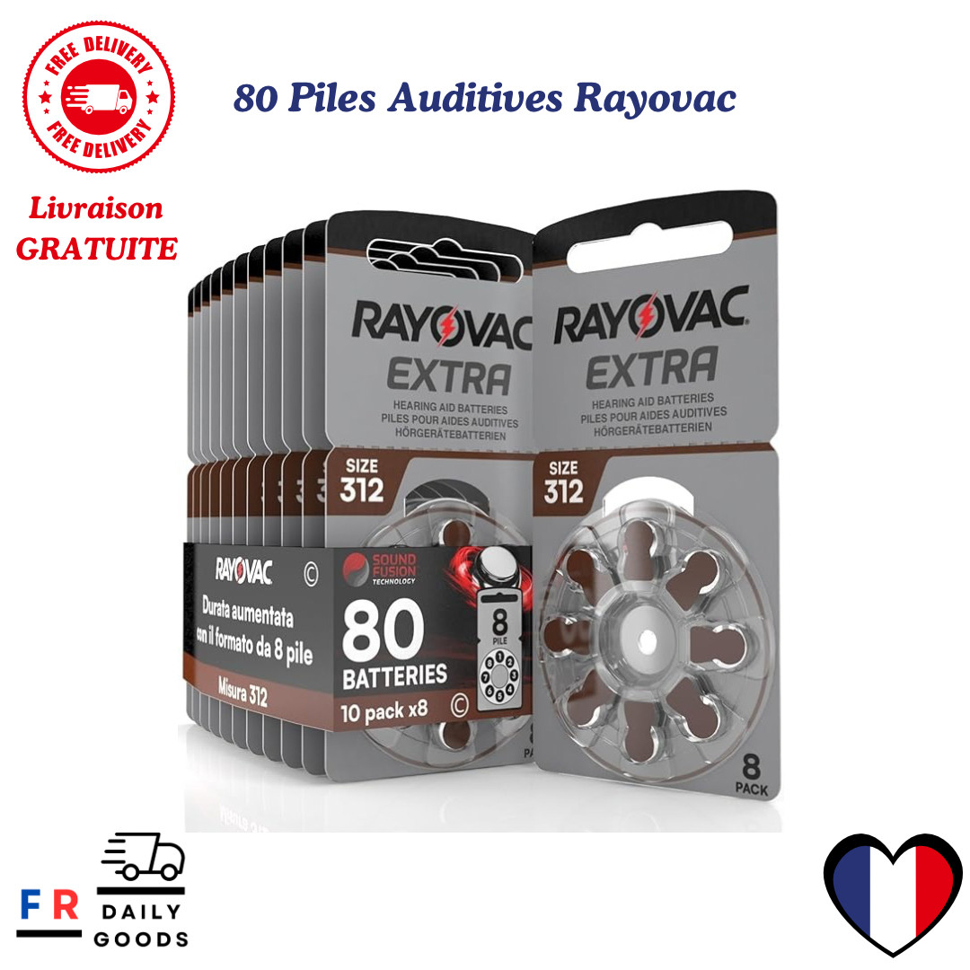 Piles auditives Rayovac Extra 312 à haute capacité 180 mAh pour une écoute sans faille